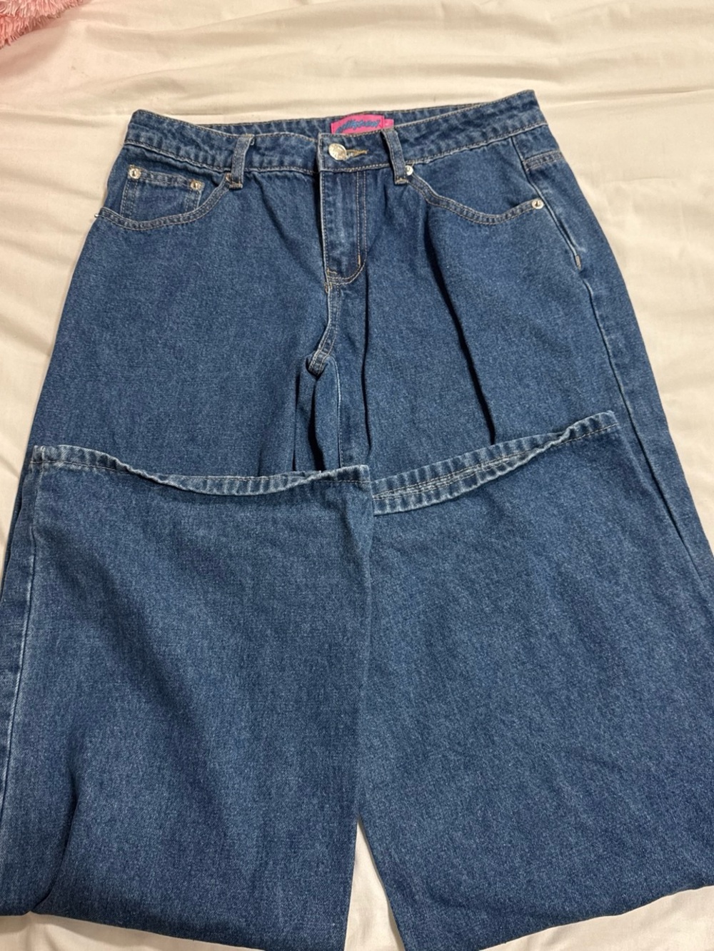 Edikted Dark Blue Wide Leg Jeans